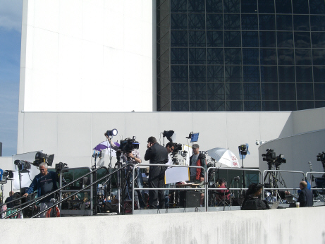 Media outside of JFK Library