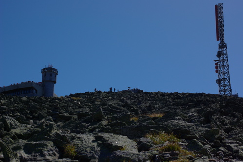 View of Mount Washington Summit Buildings and Crowd